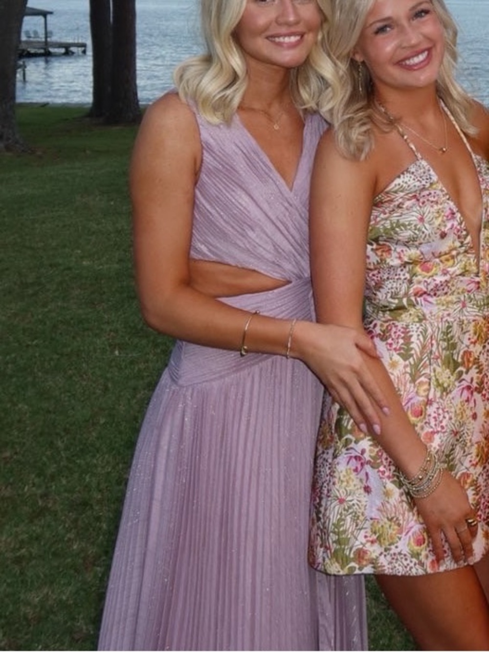 Mac Duggal Lavender Pleated Cutout Maxi Dress